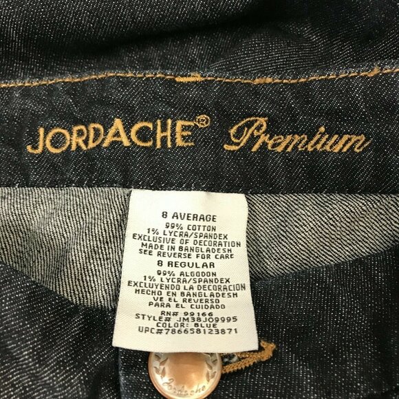 Jordache Premium Womens Blue Flat Front Flap Pocket Flare Denim Jeans Size 8R - Picture 7 of 8